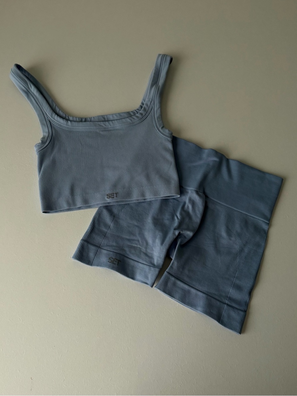 Set Active Ribbed Workout Set Shorts + Tanktop